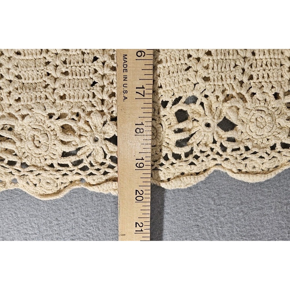 VTG Cream Crochet Cardigan Scalloped Open Knit Grannycore Coquette Cottagecore S - Picture 4 of 7